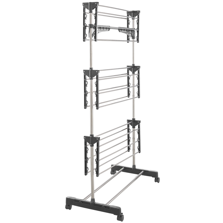 Secadora de ropa plegable de acero inoxidable gris gran capacidad H.145 cm - MAXIMA | ID Market