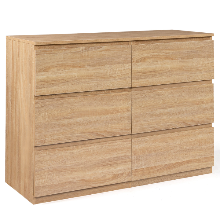 Commode 6 tiroirs TOMI bois façon hêtre