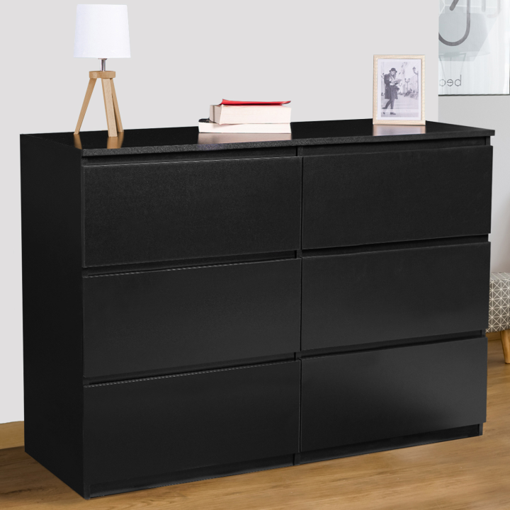 Commode 6 tiroirs TOMI bois noir