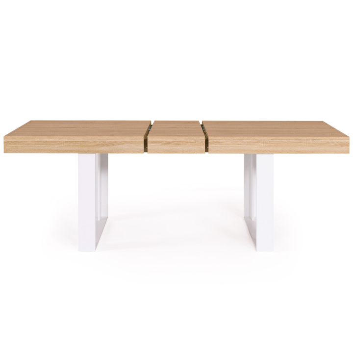 Mesa de comedor extensible en madera y blanco de 160 cm a 200 cm - PHOENIX | ID Market