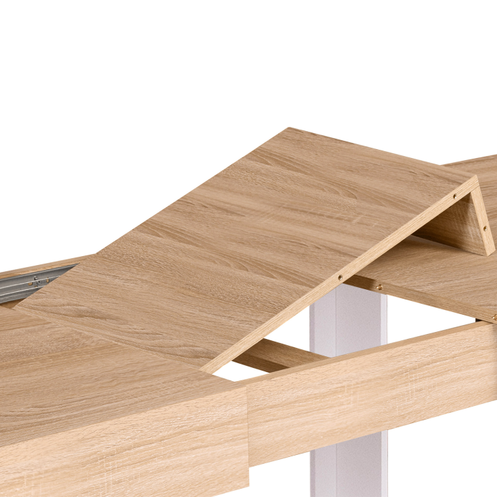 Mesa de comedor extensible en madera y blanco de 160 cm a 200 cm - PHOENIX | ID Market