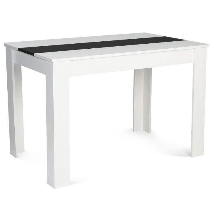 Table à manger rectangle ROZY 4 personnes blanche et noire 110 cm