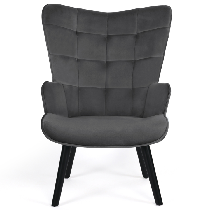 Fauteuil scandinave ANIA en velours gris