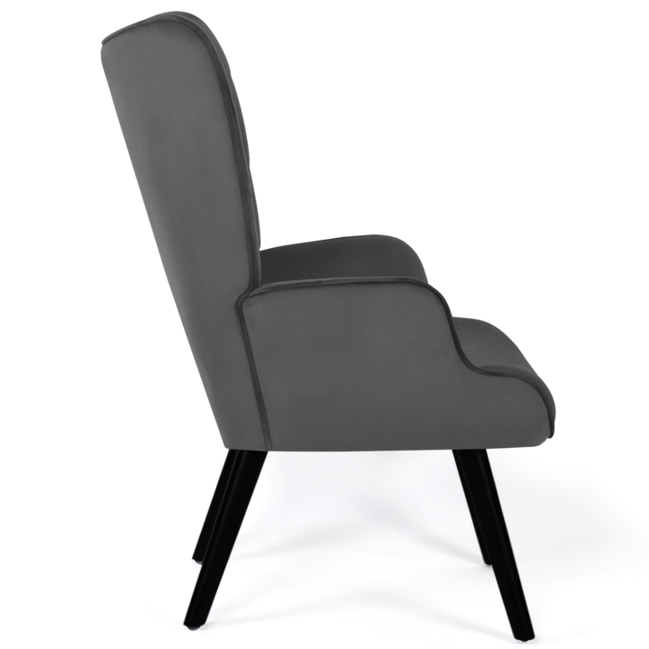 Fauteuil scandinave ANIA en velours gris