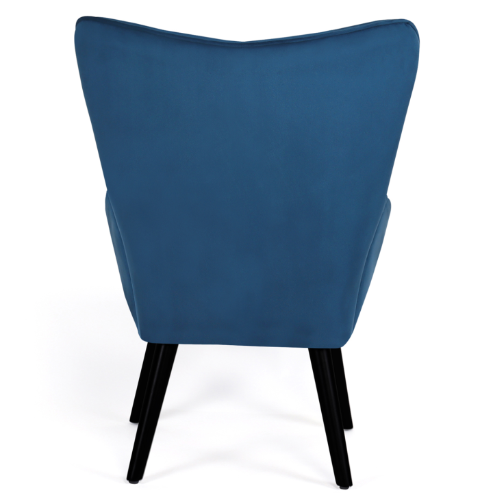 Fauteuil scandinave ANIA en velours bleu