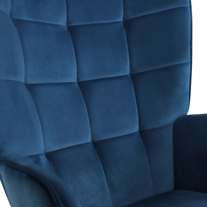 Fauteuil scandinave ANIA en velours bleu