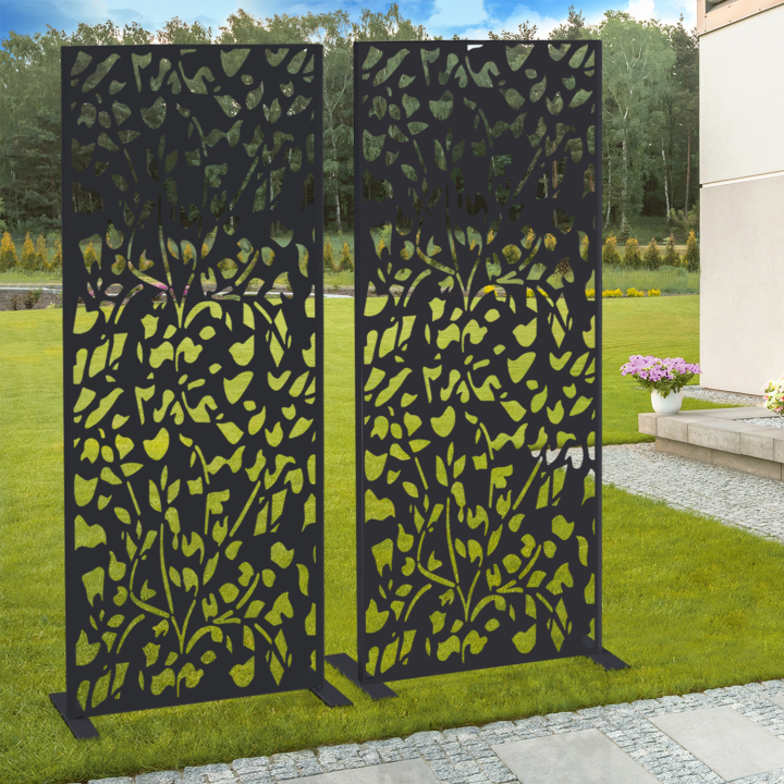 Cheap floral outdoor decorative panel matt black 150x50cm | ID Market