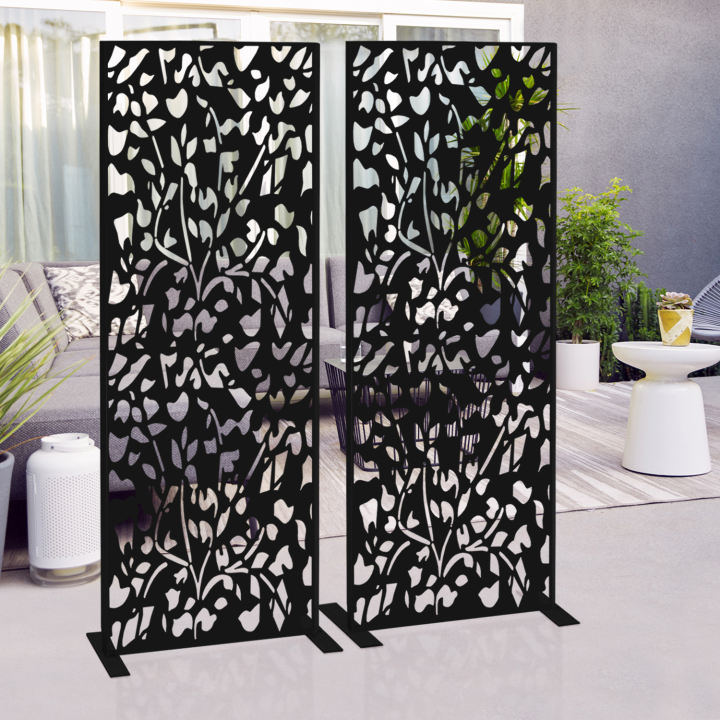 Cheap floral outdoor decorative panel matt black 150x50cm | ID Market