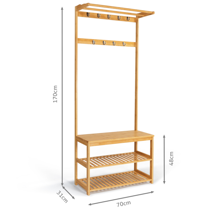 Vestiaire d'entrée bambou LANA portant à vêtements et chaussures