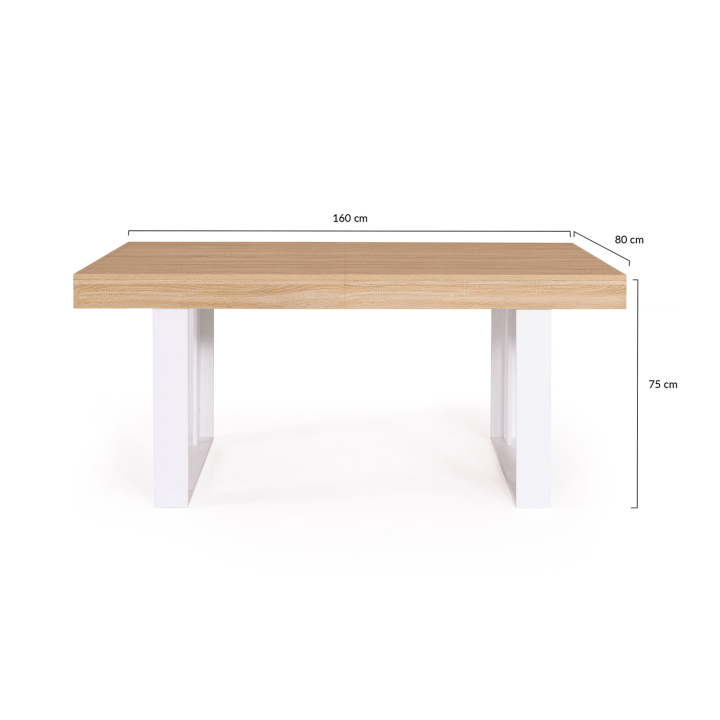 Mesa de comedor extensible en madera y blanco de 160 cm a 200 cm - PHOENIX | ID Market