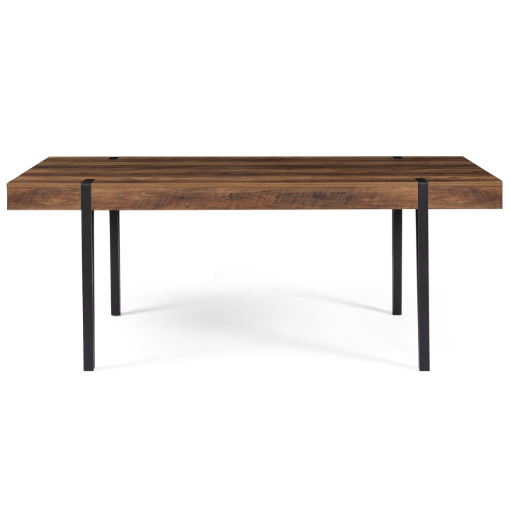 Mesa de comedor industrial con efecto madera envejecida y base de pino negro 200cm - AUSTRIA | ID Market