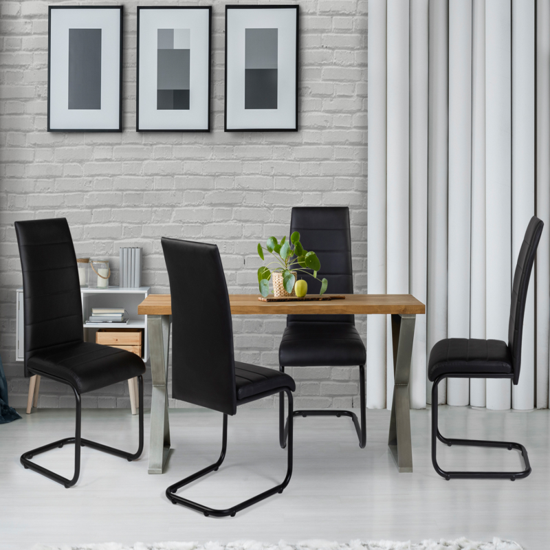 Lot de 6 chaises pieds noir siège de salon cuisine salle à manger