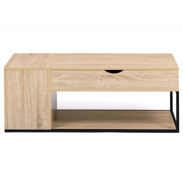 Mesa de centro industrial con tablero y caja elevables de madera y metal - DETROIT | ID Market