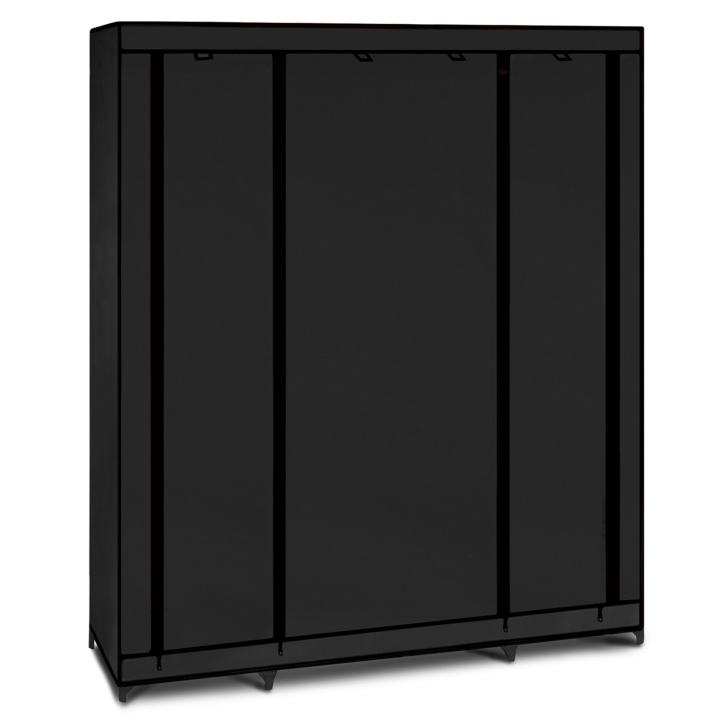 Armoire de rangement penderie pliable vêtements en tissu noir dressing XXL