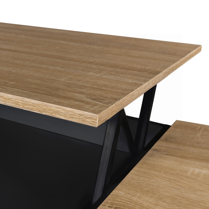 Mesa de centro elevable en madera negra e imitación haya - ELEA | ID Market