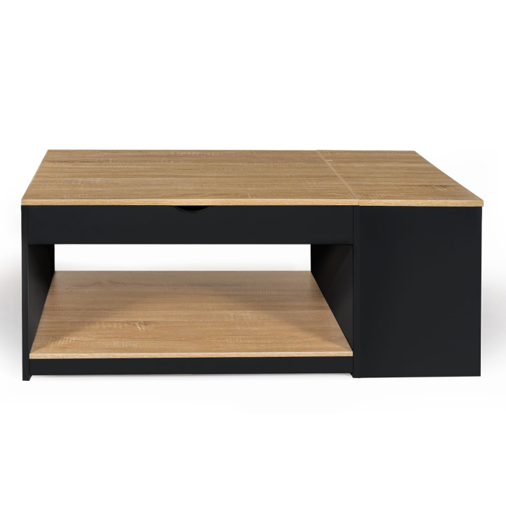 Mesa de centro elevable en madera negra e imitación haya - ELEA | ID Market