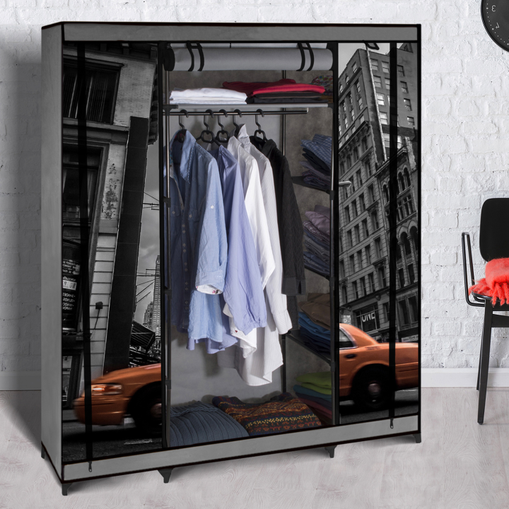 Armoire de rangement penderie pliable vêtements en tissu NEW-YORK dressing XXL