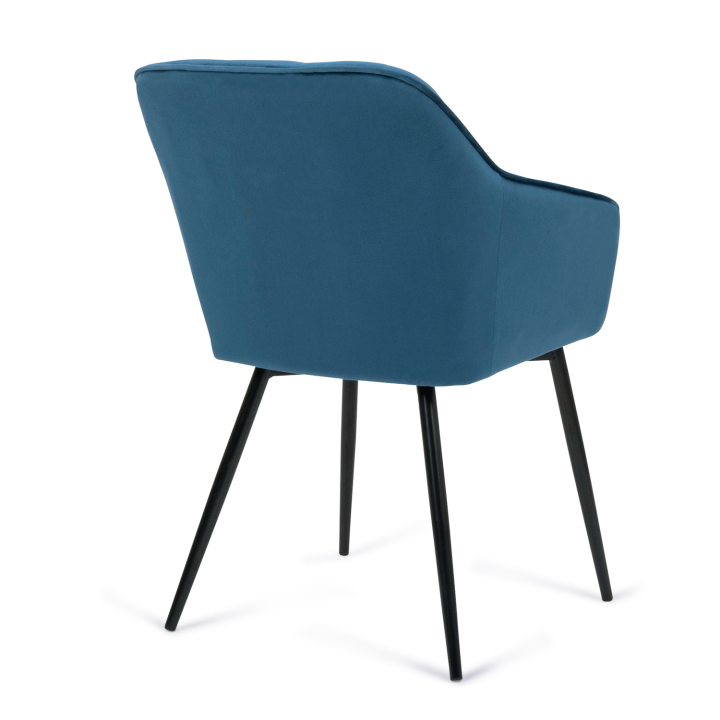 Lot de 2 chaises de salle à manger MADY en velours bleu canard avec accoudoirs