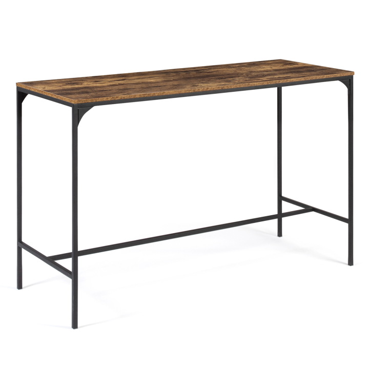 Ensemble table haute de bar DAYTON 150 cm et 6 tabourets effet vieilli design industriel