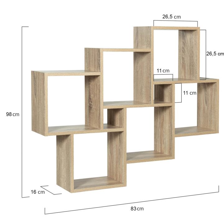 Estantería de pared cúbica barata de 1m en madera de haya - LUCAS | ID Market