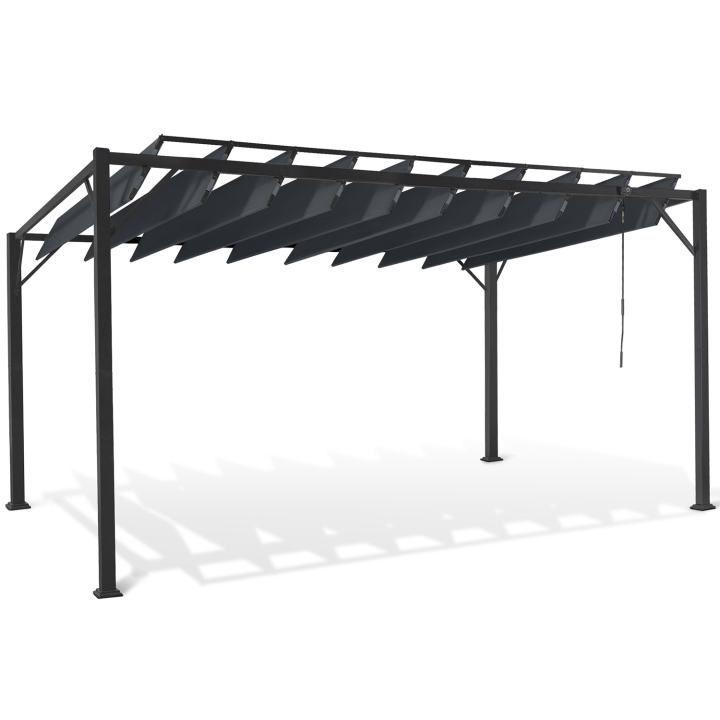 Pérgola metálica con lamas orientables gris antracita 3x4m - CEFALU | ID Market