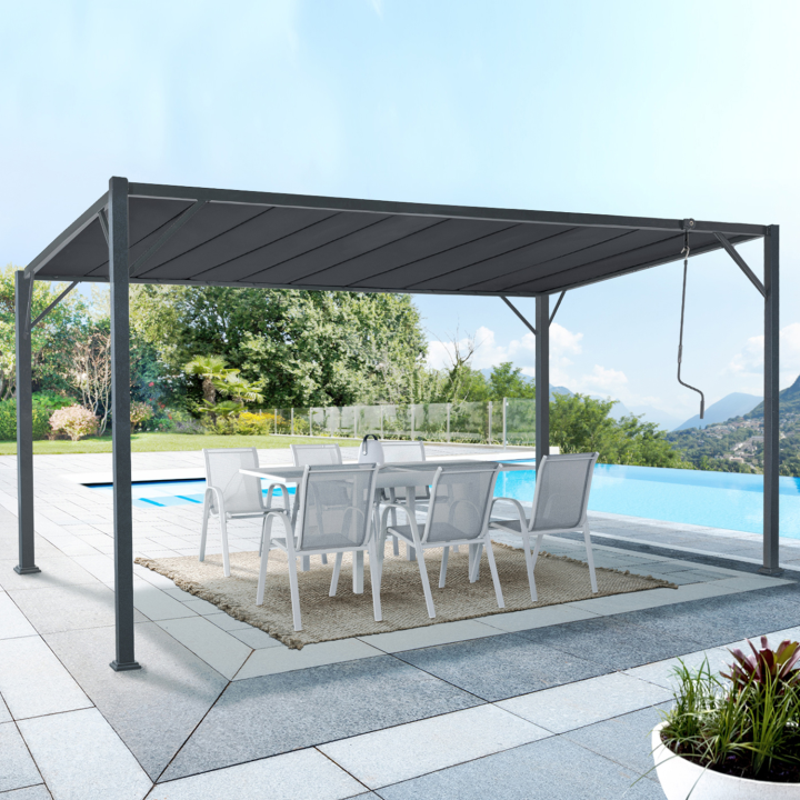 Pergola CEFALU lames orientables gris anthracite 3x4 M