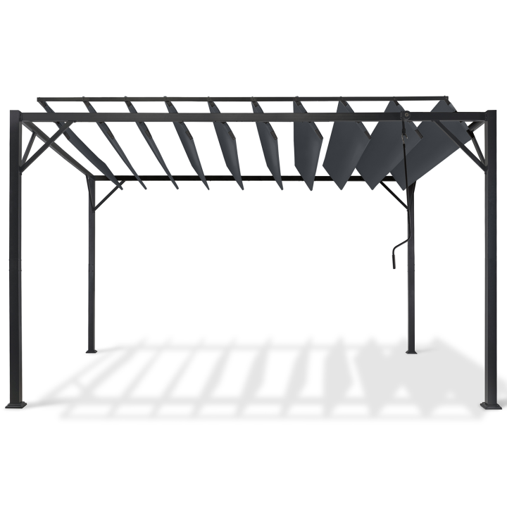 Pérgola metálica con lamas orientables gris antracita 3x4m - CEFALU | ID Market