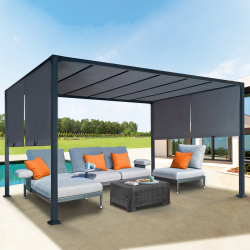 Pérgola barata con cubierta corredera gris 3x4m | ID Market