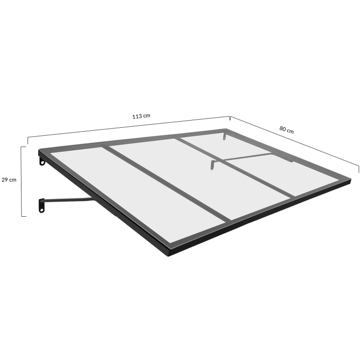 Auvent de porte verrière marquise d'accueil 80 x 113 CM