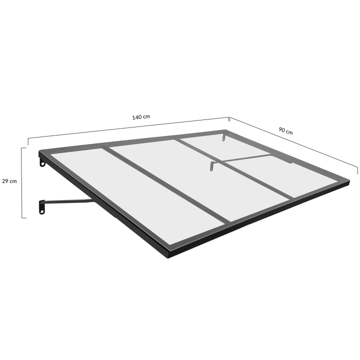 Auvent de porte marquise d'accueil 90 x 140 CM verrière