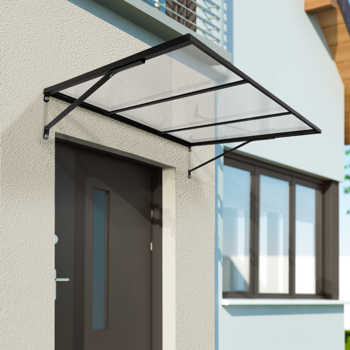 Toldo moderno para puerta de cristal negro 90x140 cm - JOSY | ID Market