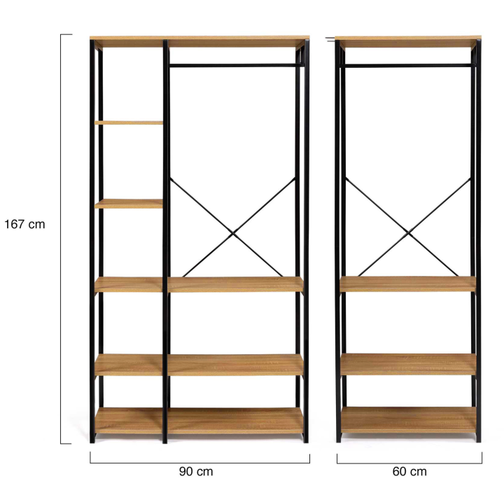 Armario abierto modular estilo industrial barato 150 cm - DETROIT | ID Market