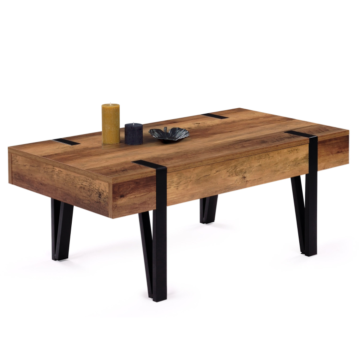 Table basse 1 tiroir AUSTRIA bois pied épingle