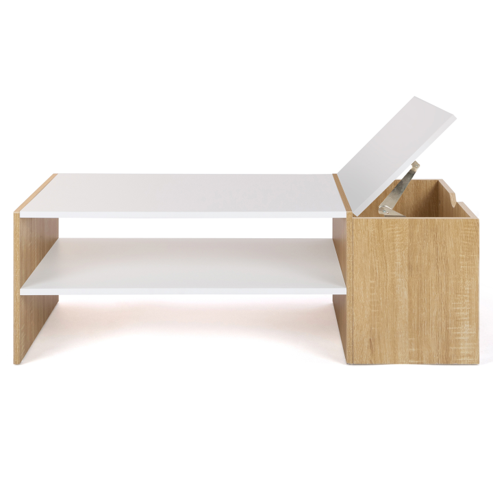 Table basse bar contemporaine IZIA avec coffre bois et blanc