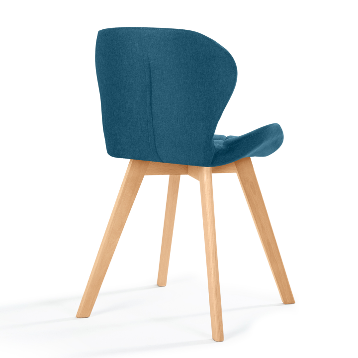 Lot de 4 chaises ROBINE en tissu bleu canard pour salle à manger