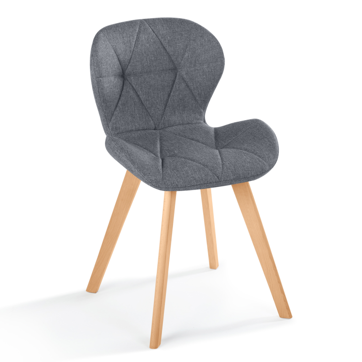 Lot de 4 chaises ROBINE en tissu gris foncé pour salle à manger