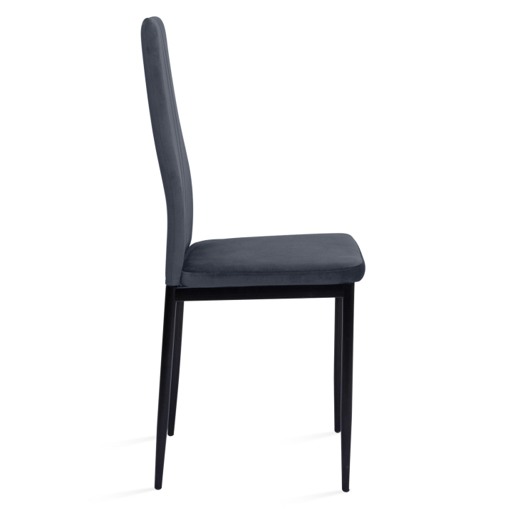 Lot de 6 chaises JULIA en velours gris foncé pour salle à manger