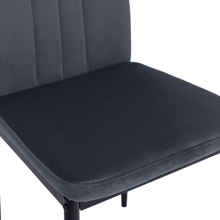 Lot de 6 chaises JULIA en velours gris foncé pour salle à manger