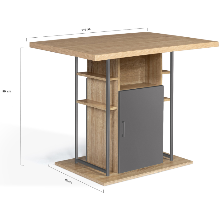 Isla central barata para cocina 110 cm haya imitación madera y gris - UGO | ID Market