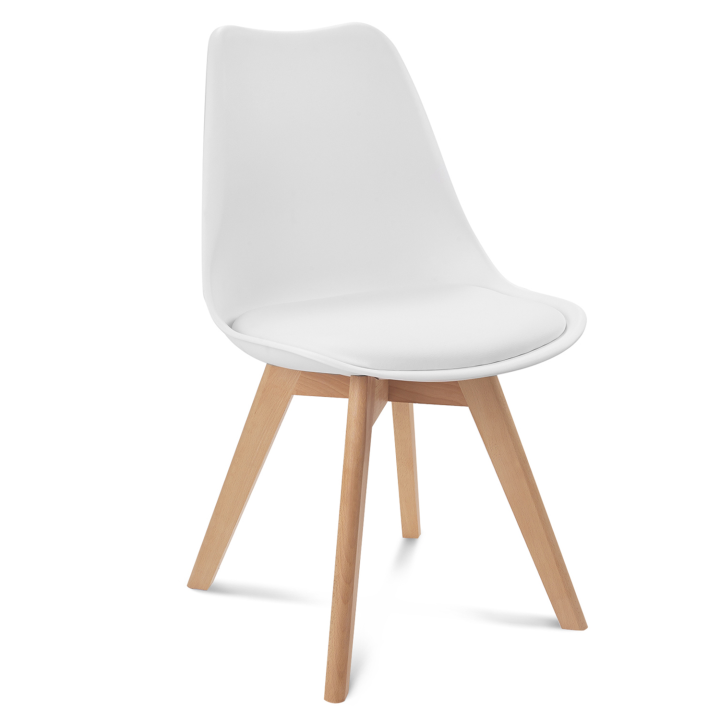 Ensemble table à manger extensible INGA 120-160 cm et 4 chaises SARA blanches design scandinave