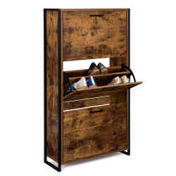 Mueble zapatero industrial de 3 puertas en madera envejecida - DAYTON | ID Market