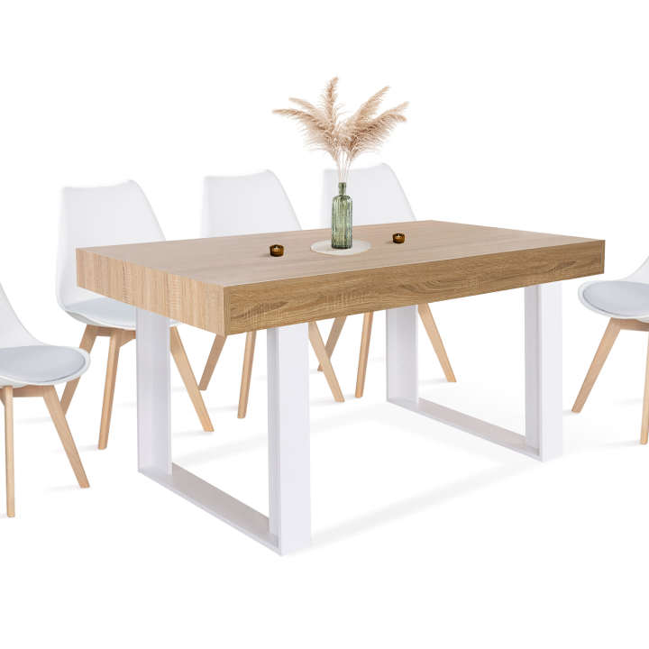 Mesa de comedor de madera y blanco para 6 160 cm - PHOENIX | ID Market