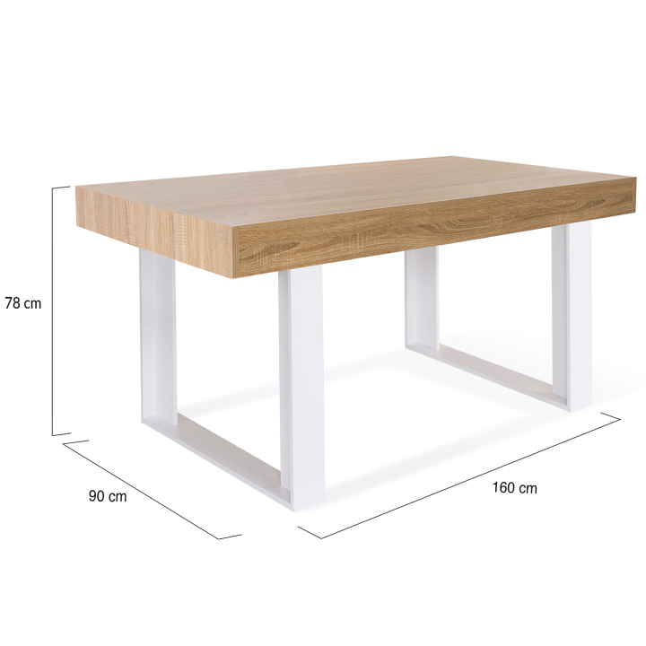 Mesa de comedor de madera y blanco para 6 160 cm - PHOENIX | ID Market