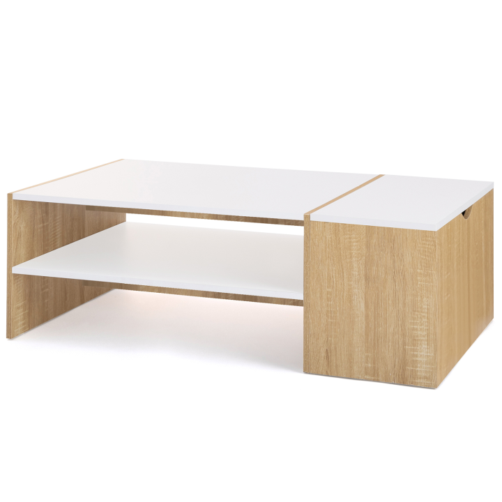 Mesa de centro de bar contemporánea IZIA con estuche de madera y blanco