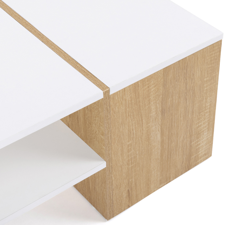 Table basse bar contemporaine IZIA avec coffre bois et blanc