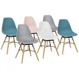 Lot de 6 chaises style scandinave mila avec pieds en métal Couleur