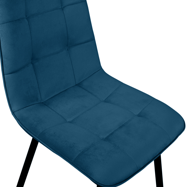 Lot de 6 chaises MILA en velours bleu pour salle à manger