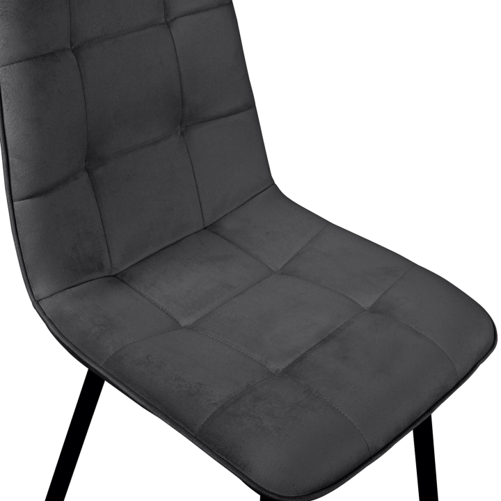 Lot de 6 chaises MILA en velours gris foncé pour salle à manger