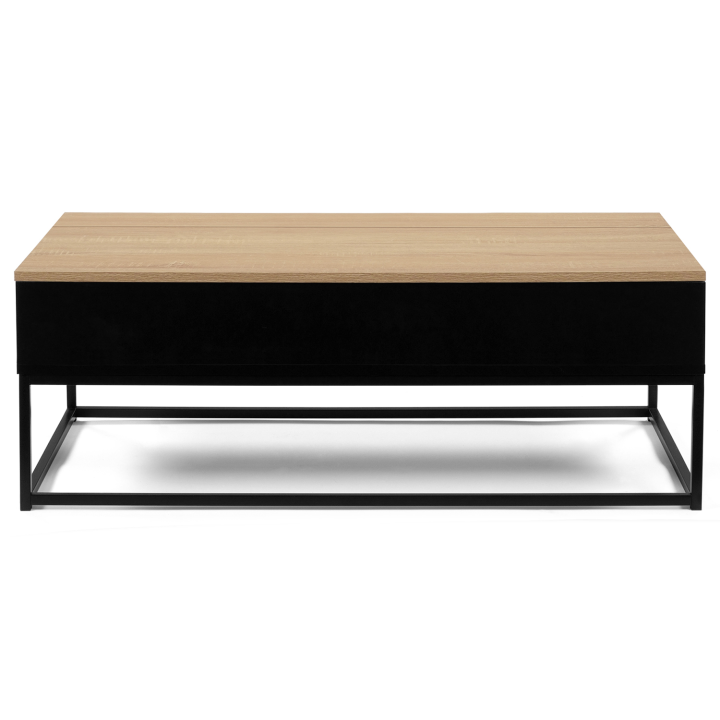 Table basse noire plateau relevable façon hêtre BOSTON design industriel