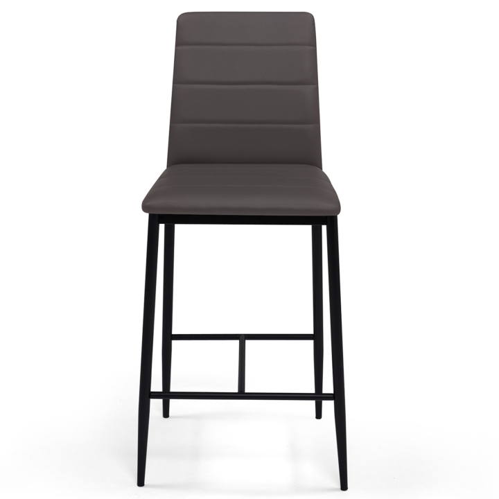 Lot de 4 tabourets ROMANE en PVC gris avec dossier H. assise 65 CM chaises de bar rembourrées